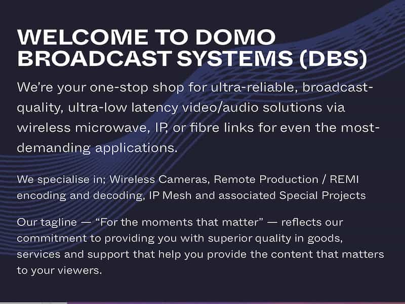 Domo Broadcast Systems, soluzioni di trasmissione wireless